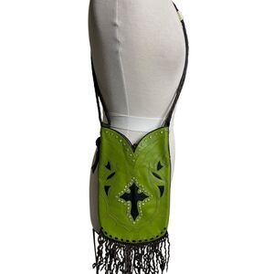 Montana Silversmiths Green and Black Crossbody Bag with Fringe
